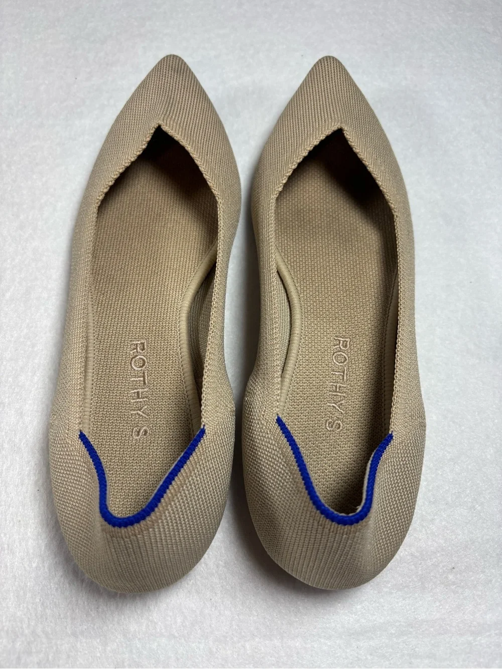 Rothy’s The Point Flats Women’s Size 9.5 Beige Knit Pointed Toe Washable